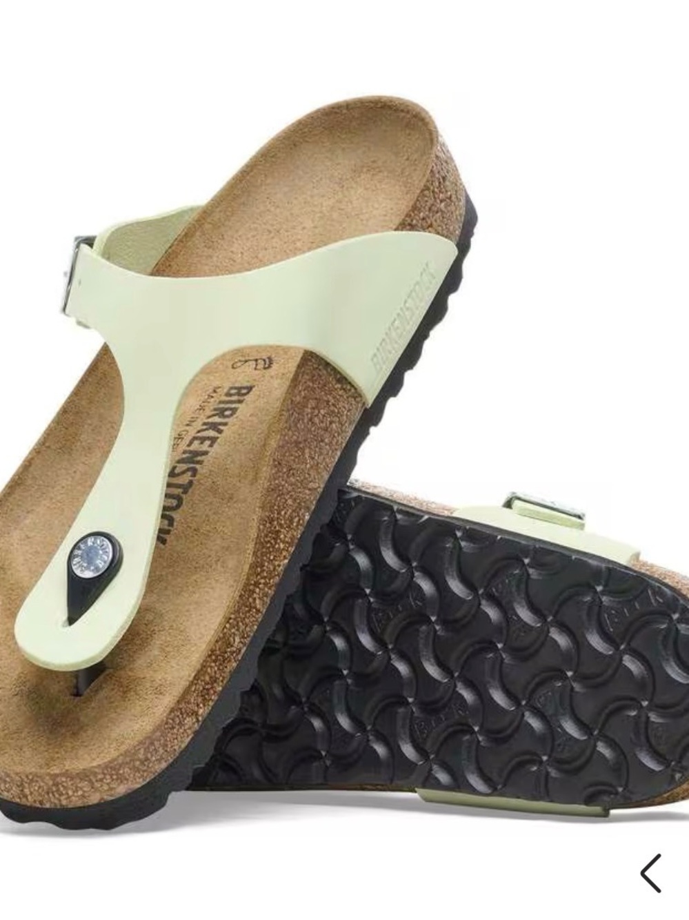 Birkenstock Gizeh Thong Sandal in Pale Green with Black Outsole